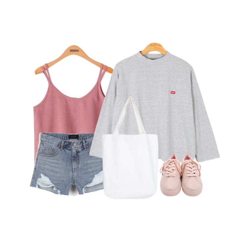 20,CHLO.D.MANON 언발 컷팅 데미지 쇼츠,Reine 에리나 코듀로이 투피스 세트등을 매치한 코디