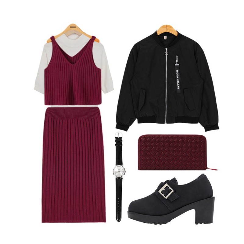 Reine 조안 데일리 투피스 세트,From Beginning Angora half knit_H (size : free),BULLANG GIRL 배너지퍼항공JP<5%할인> 24000원등을 매치한 코디