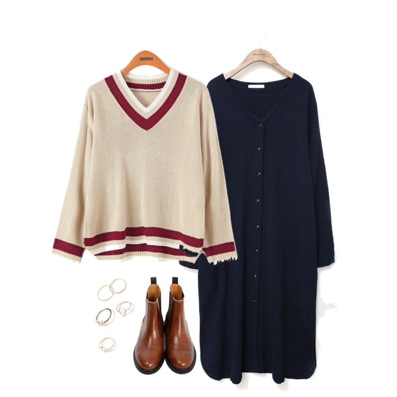 Reine 어바웃 브이넥 니트 티,common unique [OPS] SQUARE SIDE POCKET LONG OPS,From Beginning Custom banding chelsea boots_K (size : 230,235,240,245,250)등을 매치한 코디