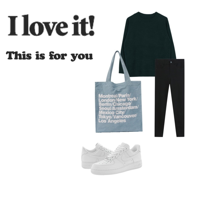 36,biznshoe Raglan knit (5color),MIND ME 레트로 프린팅 에코백 (4color)등을 매치한 코디