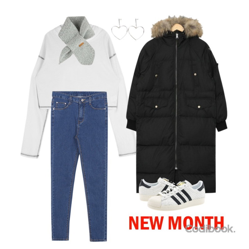 BANHALA 썸타는 팬츠,MIXXMIX HIDE AND SEEK 16 SS B Coverstitch Hood Top(White),AIN reversible hood padding jumper (2 colors)등을 매치한 코디