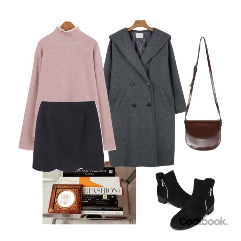 Untitled,AIN half- moon cross bag (3 colors),daily monday Casual wool hood coat등을 매치한 코디