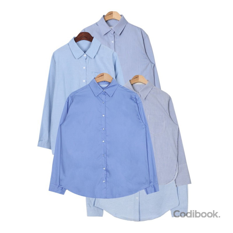 biznshoe Long sleeve stripe shirt,AIN basic pocket loose fit shirts (3 colors),AIN fitch cotton long shirts (2 colors)등을 매치한 코디