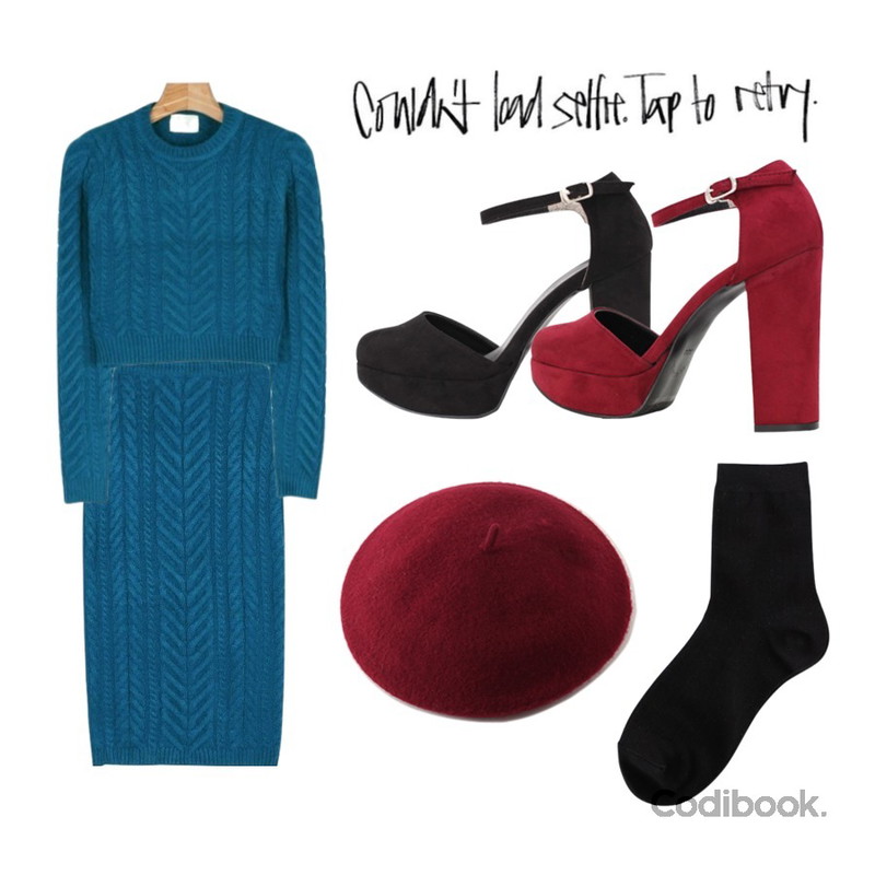 biznshoe Basic color socks (7color),daily monday Twist knit set one-piece,daily monday Twist knit set one-piece등을 매치한 코디