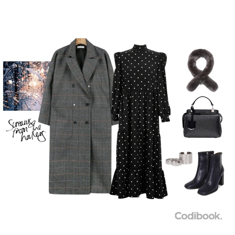 winter,daily monday Check long wool coat,16등을 매치한 코디
