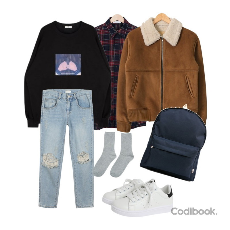 MIXXMIX  너와나맨투맨,AIN casual fit mustang jumper,From Beginning Wear unisex check shirts_Y (size : free)등을 매치한 코디