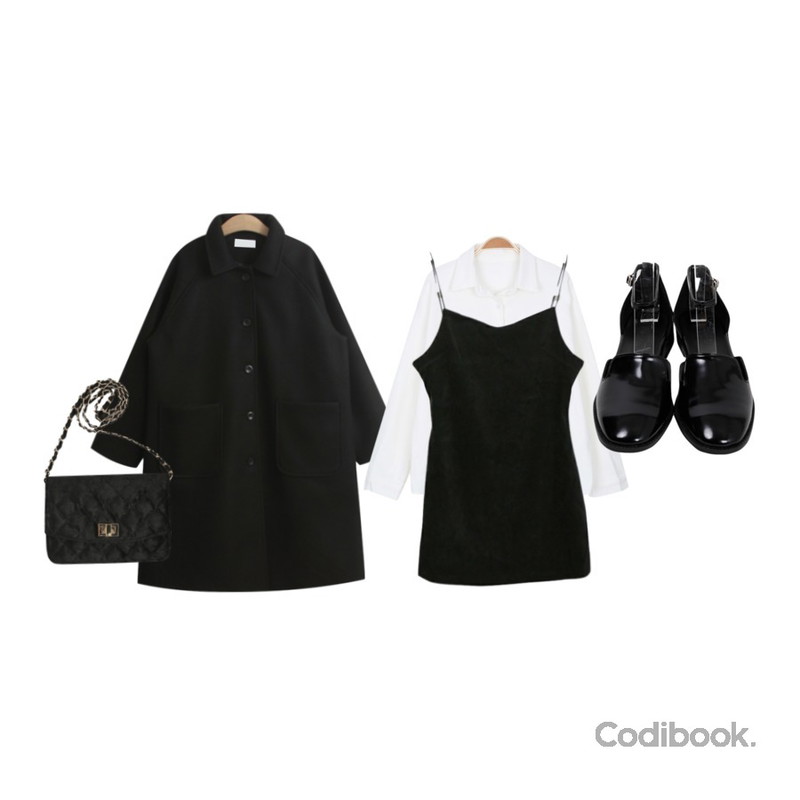 SOMEDAYS 소프트ops(4color),TODAY ME 치오 롱 코트,myblin 피치 면 셔츠 (5color)등을 매치한 코디