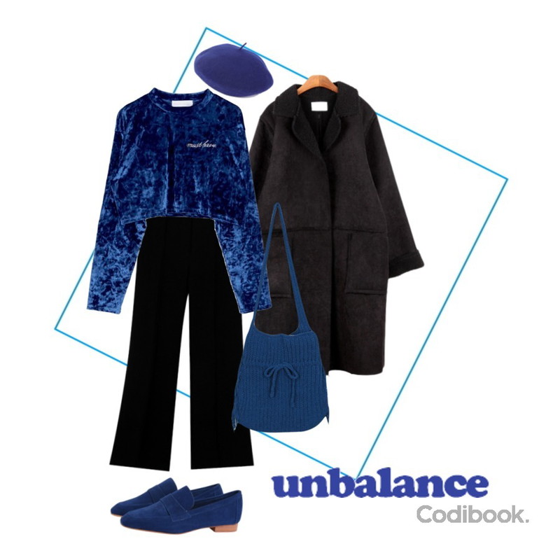 Sky Frame,BANHALA 베티 무스탕코트,From Beginning French pin-tuck slacks_K(size : S,M)등을 매치한 코디