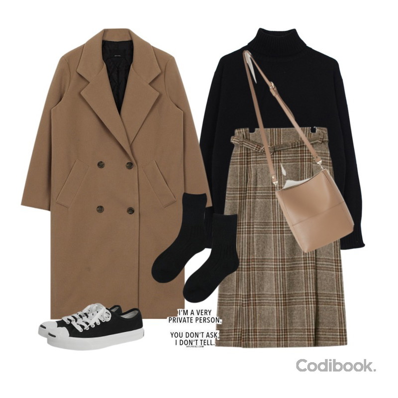 Monobabie [RK1261M] 리버틴2.5cm,biznshoe Double button long coat (3color),biznshoe Boxy turtleneck knit (4color)등을 매치한 코디
