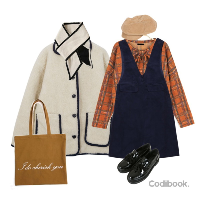 From Beginning North soft dumble jacket_M (size : free),TWEE 코듀로이 포켓 ops,IM3 통통 빅리본 티등을 매치한 코디