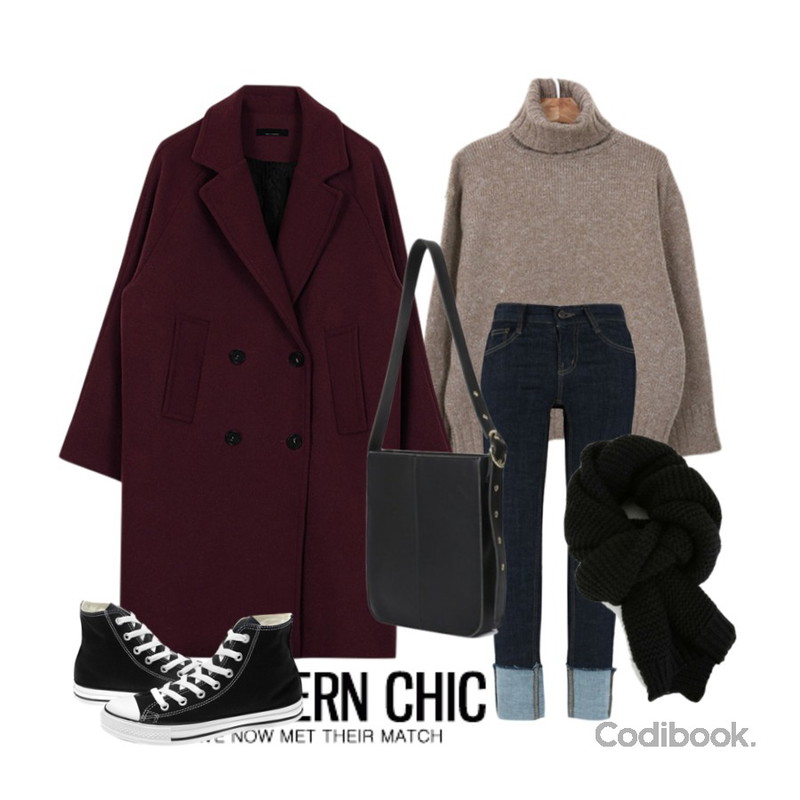 Untitled,biznshoe Raglan coat (3color),Zemma World selfie-터틀넥니트 등을 매치한 코디