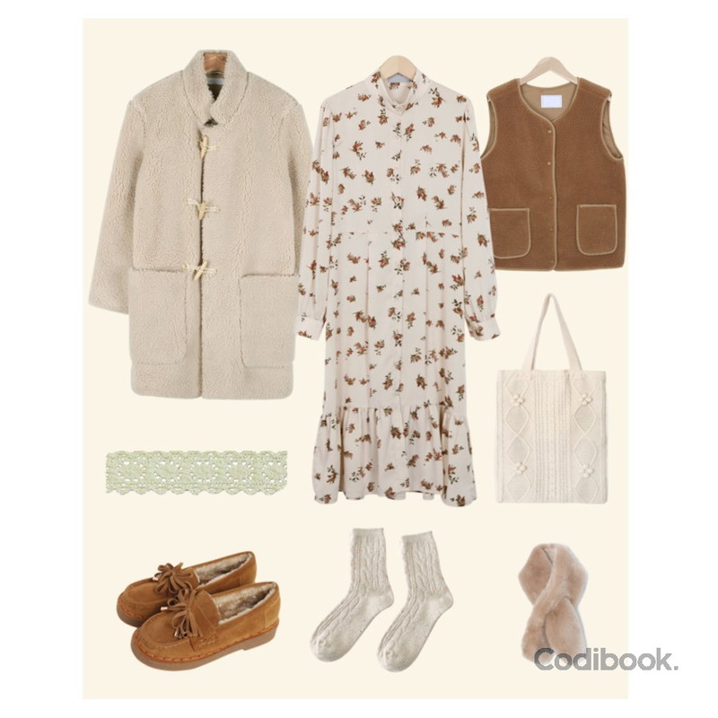 Mono,myblin 따끈한 양털 베스트,daily monday Dumble duffel wool coat등을 매치한 코디