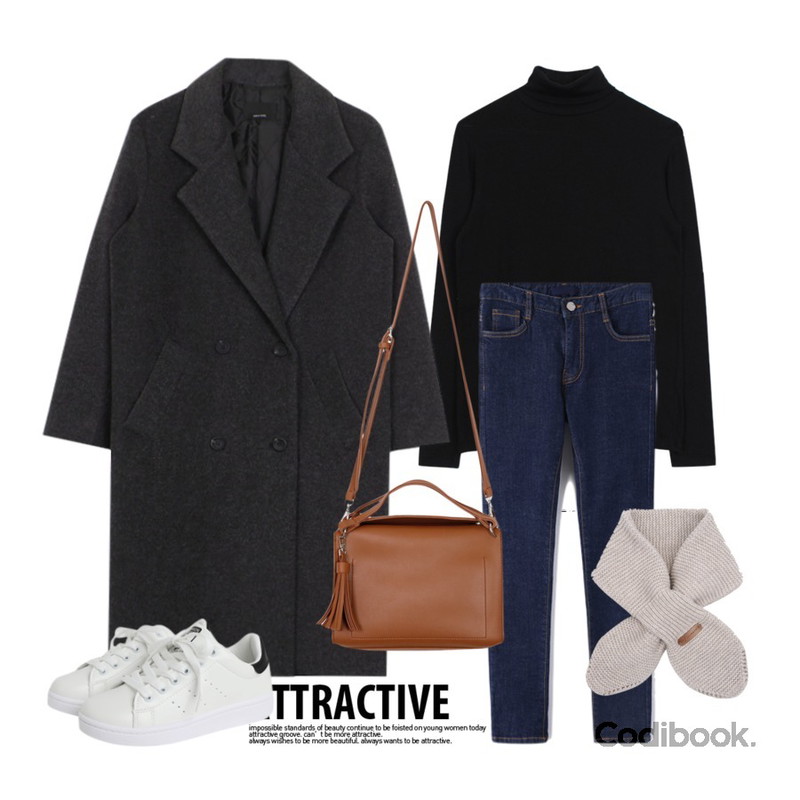 untitled,biznshoe Double button long coat (3color),biznshoe Tencel turtle-neck tee (5color)등을 매치한 코디