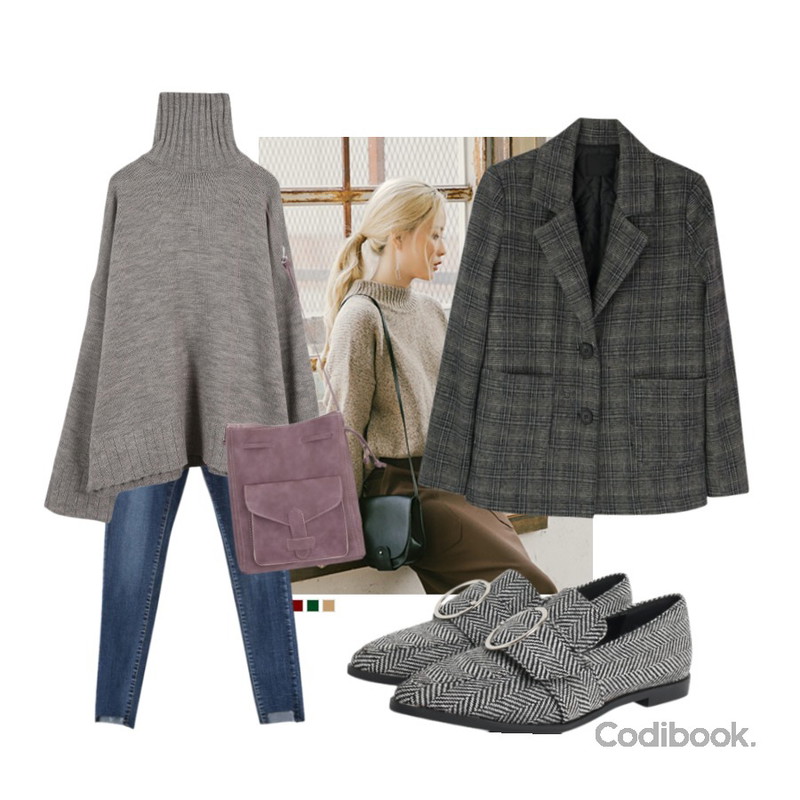 common unique [TOP] HALF NECK BOCACI LONG SLEEVE KNIT,Monobabie [RL1912] 트와이스1.5cm,DORA 슬릿헴스키니P등을 매치한 코디