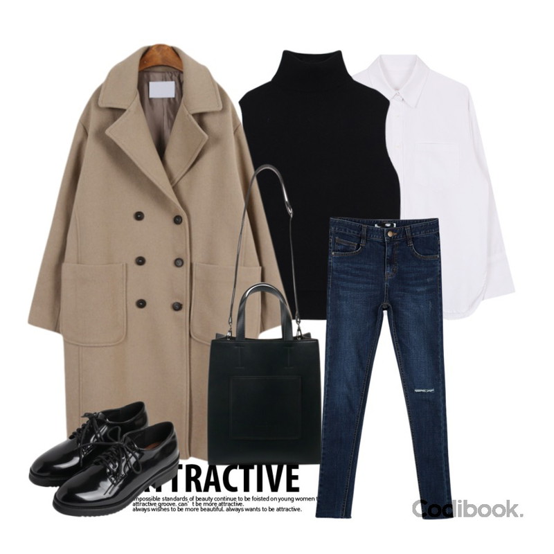 untitled,biznshoe Pocket cuffs shirt,biznshoe Wool turtle-neck vest (2color)등을 매치한 코디