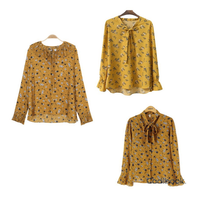 Reine 데이지 플라워 블라우스,myblin 플리츠 카라 플라워 블라우스,LINDA GIRLS 링링 플라워 블라우스 (3color) / 주문폭주 순차발송등을 매치한 코디