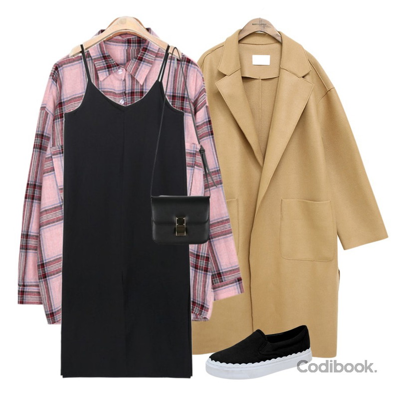 common unique [OUTER] WOOL CUTTING SLIT COAT,AIN 4 sides slit ops (3 colors),BANHALA 디어 체크남방등을 매치한 코디