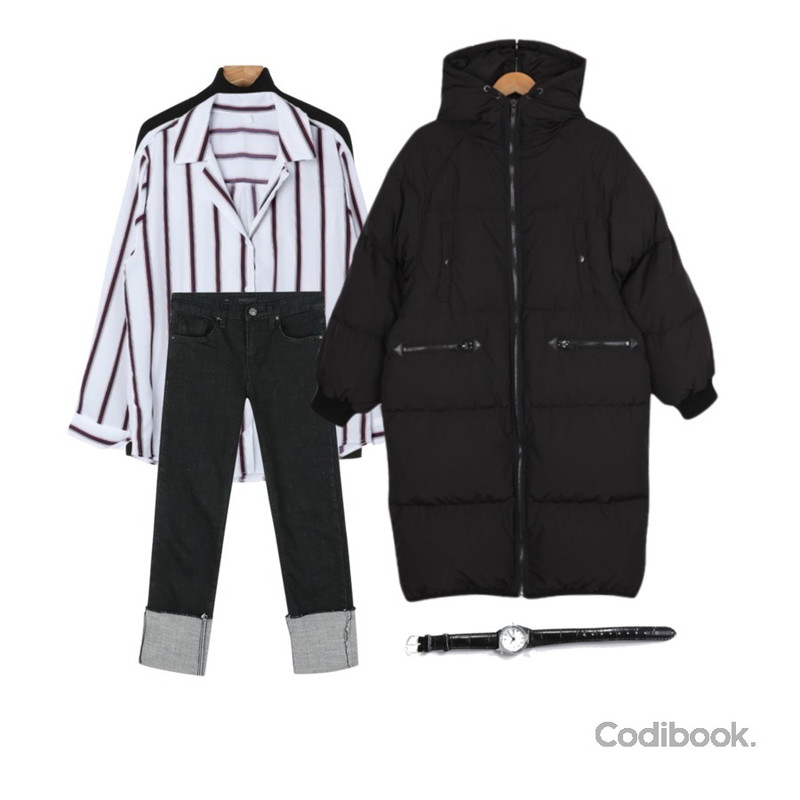 daily monday Lycra pola knit tee블랙 02/20 입고예정,daily monday Raw black roll-up denim,DORA 트위니BL등을 매치한 코디
