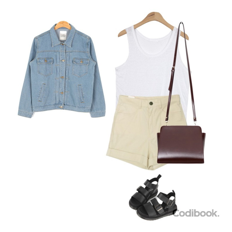 BULLANG GIRL 클라라데님JK,DORA 앨리스나라P,AIN various color linen sleeveless (6 colors)등을 매치한 코디