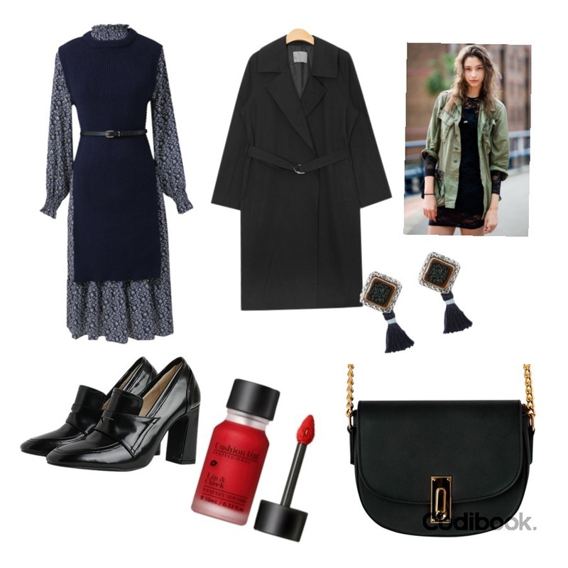TWEE 하나면 돼 ops set,Monobabie [RP1566] 첼린스9cm,AIN basic mood belted coat (2 colors)등을 매치한 코디