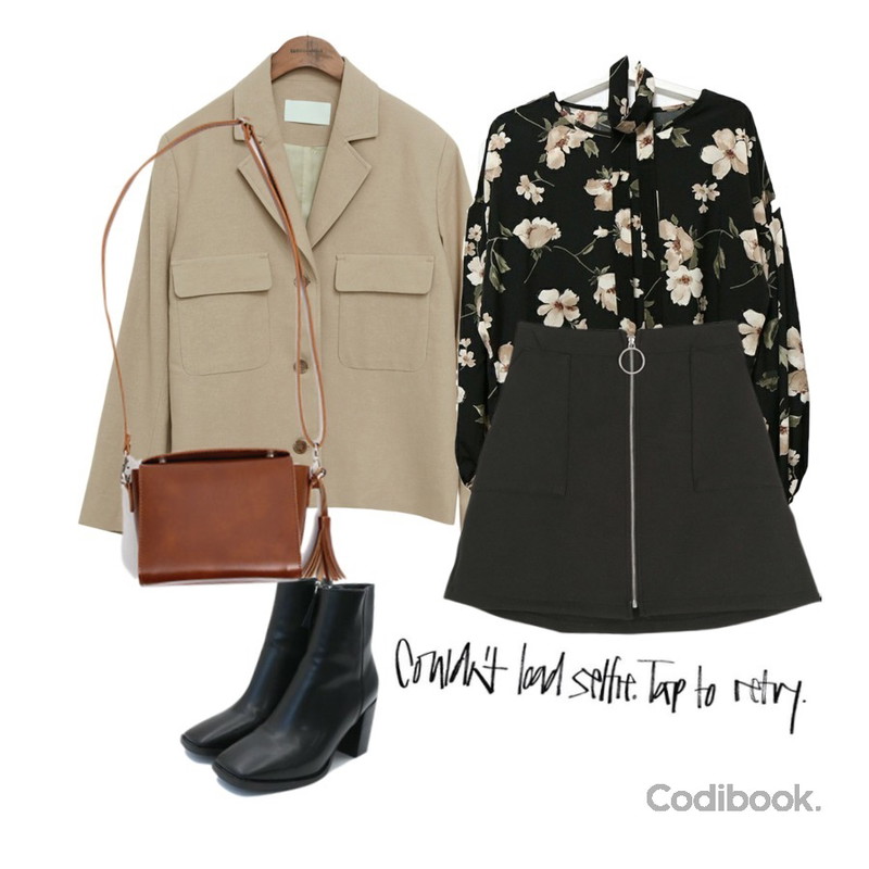 SOMEDAYS 주문폭주♥플라워 스카프bl(3color),daily monday Square toe chunky ankle boots블랙235 02/20 입고예정,common unique [OUTER] STANDARD TWO POCKET CROP JACKET등을 매치한 코디