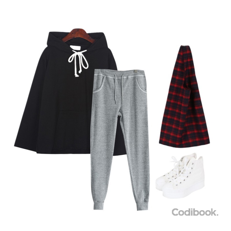 11,daily monday Natural check bag,BANHALA 운동회 SET등을 매치한 코디
