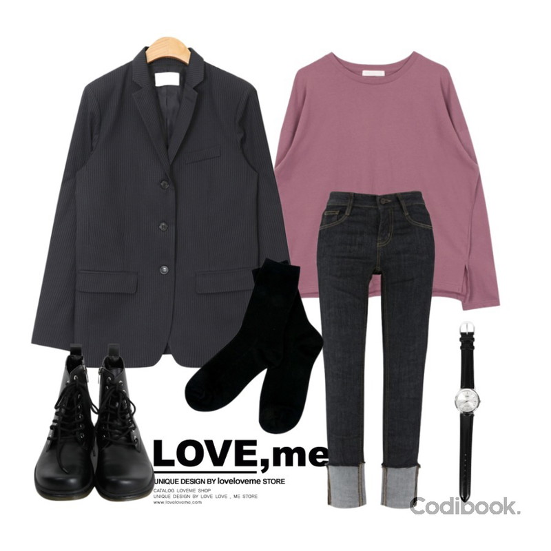 Untitled,MIXXMIX 9038 기모 롤업 데님팬츠,biznshoe Round cotton tee (5color)등을 매치한 코디