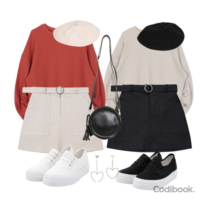 biznshoe Shirring mtm (3color),biznshoe Shirring mtm (3color),TWEE Circle belt cotton skirt등을 매치한 코디