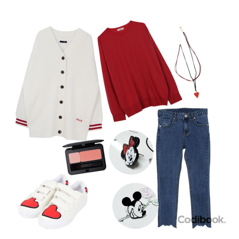 Zemma World Wave-크롭스키니 ,biznshoe Loose fit knit (6color),MIXXMIX SEEK Oversize Knit Cardigan Jacket등을 매치한 코디
