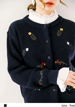 Floral Accent Knit Cardigan