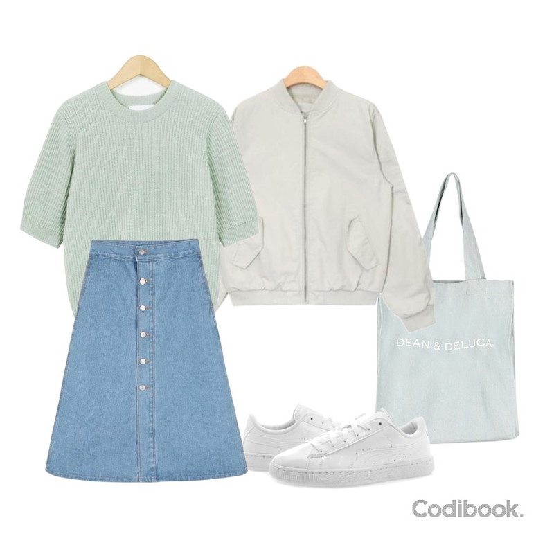 Player 퓨마 바스켓 클래식 페이턴트 JR 화이트 (PUMA BASKET CLASSIC PATENT JR PUMA WHITE-PUMA WHITE),BANHALA 딘딘 에코백,AIN casual fit bomber jumper (2 colors)등을 매치한 코디