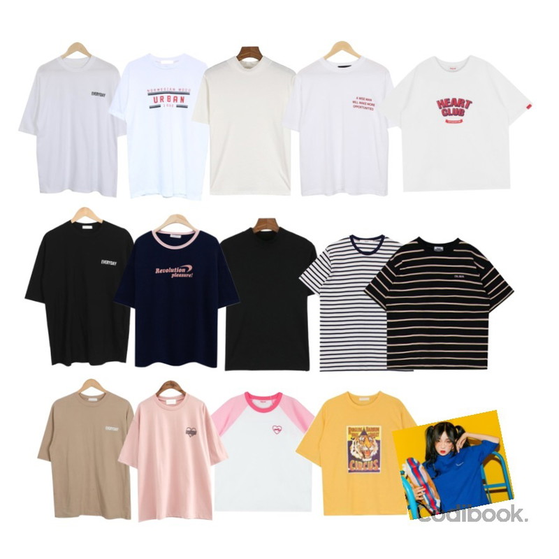 MIXXMIX Heart club 16SC Heart coloration raglan(Pink),daily monday Daily half neck layered tee,AWAB 데이데이라운드박스티등을 매치한 코디