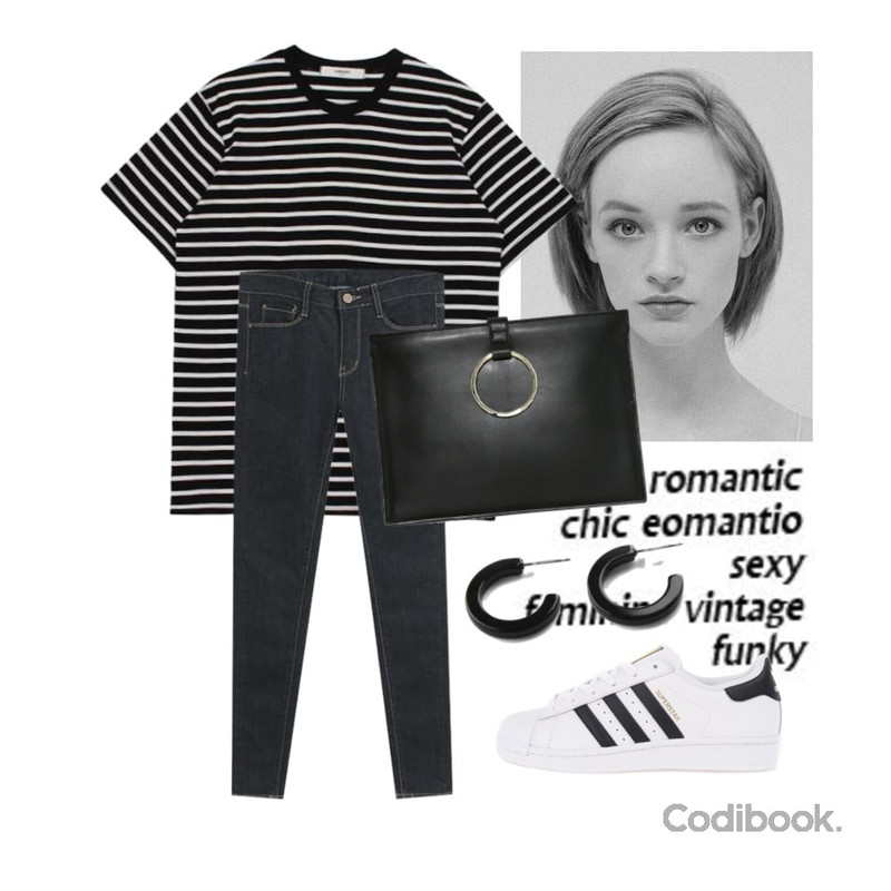Untitled,d,biznshoe Stripe cotton tee (2color)등을 매치한 코디