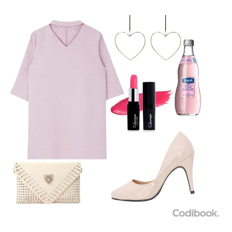 TWEE 골드하트링 earring,LOVELY SHOES [국내제작] 샤멜 에나멜 하이힐  8.5cm,MIXXMIX 초커 슬릿 원피스등을 매치한 코디