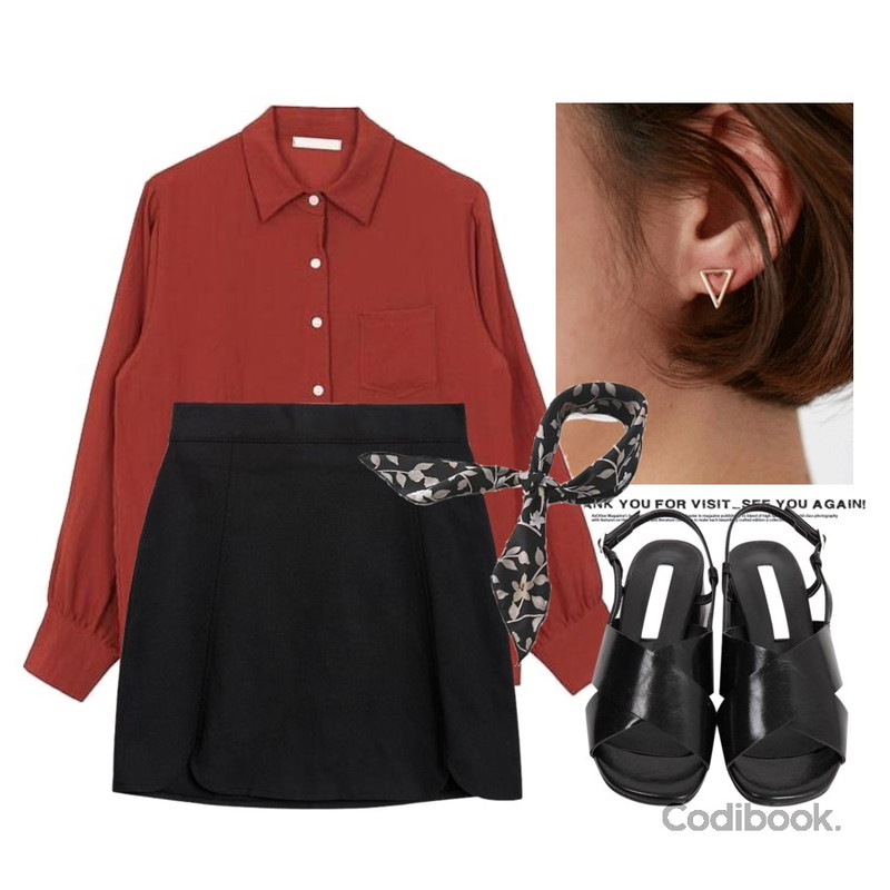 Untitled,myblin 심플 6Set 귀걸이,biznshoe Natural pocket blouse (5color)등을 매치한 코디