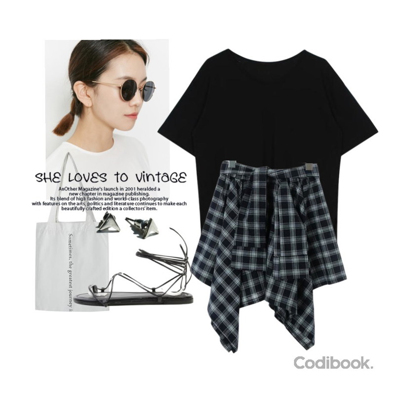 From Beginning Bow frame sunglass_P (size : one),biznshoe Washing round tee (4color),Reine 조인 롱 레터링 에코백등을 매치한 코디