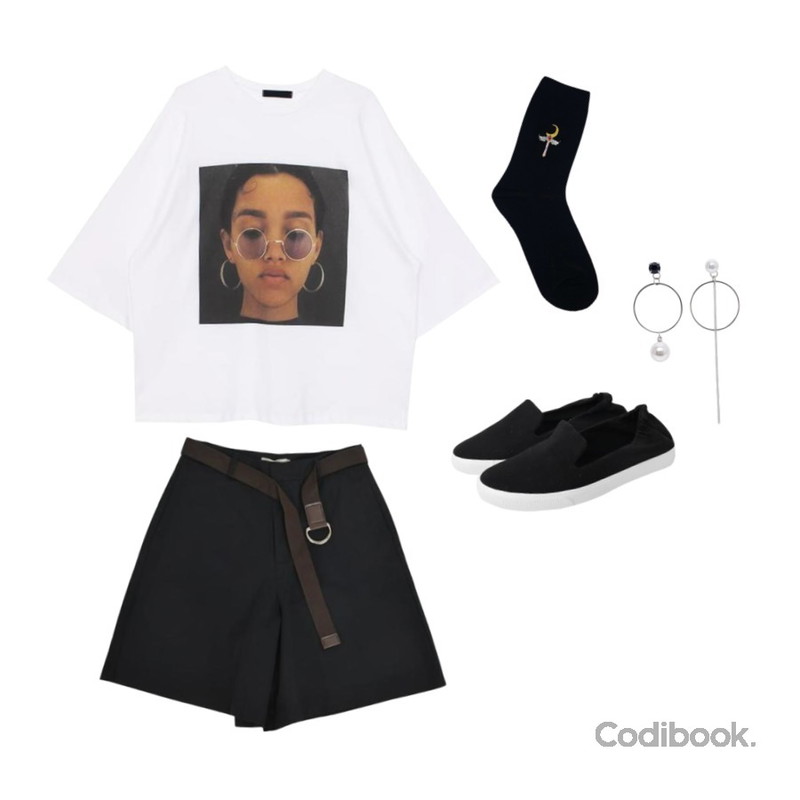 Monobabie [RK1487] 페멘스2cm,biznshoe Sunglass boxy tee (2color),BBORAM 하이 코튼 벨트set-pt등을 매치한 코디