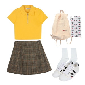 걸리쉬,모던시크,Casual,메리제인,노랑,Yellow,치마,여름,데일리룩 코디