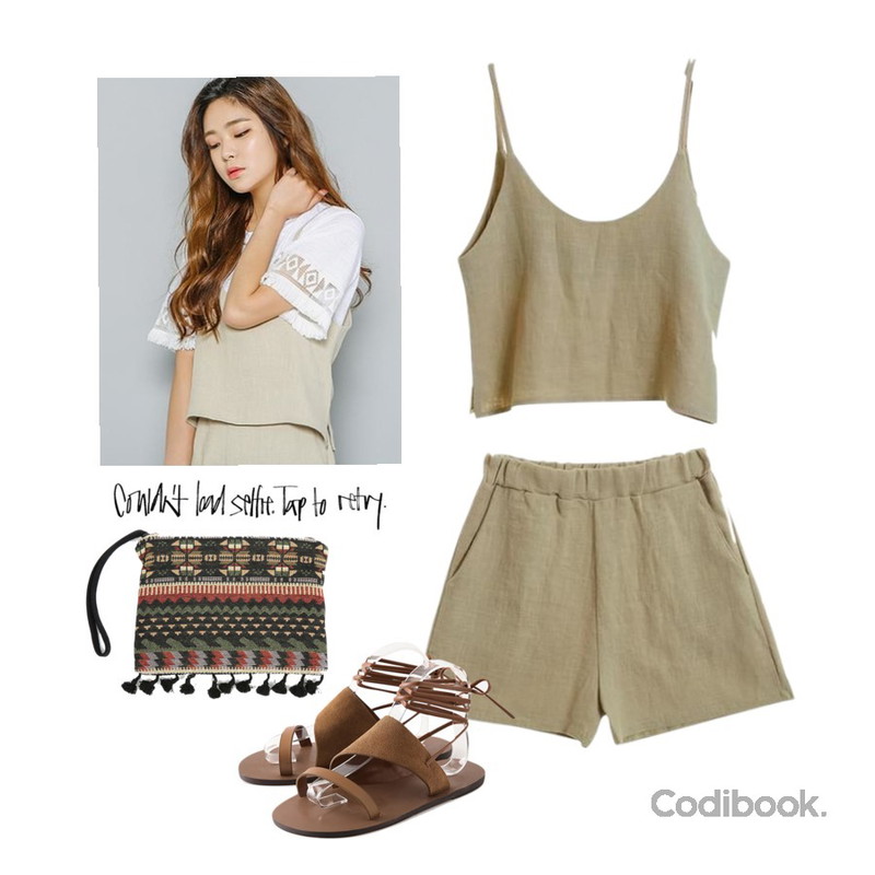 insta@thewriting,TWEE Hot summer linen set,TWEE Sleeve tassel tee등을 매치한 코디