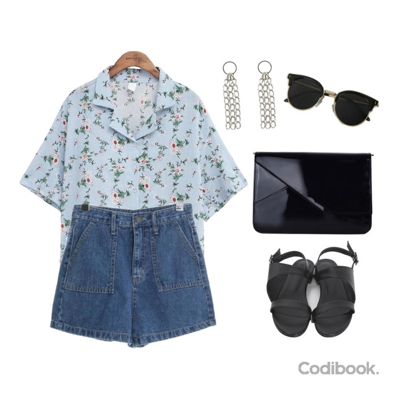 From Beginning Slash cover sandal_H (size : 225,230,235,240,245,250),ROCOSIX humming short pants,common unique [TOP] HAWAIIAN FLOWER 1/2 SHIRTS등을 매치한 코디