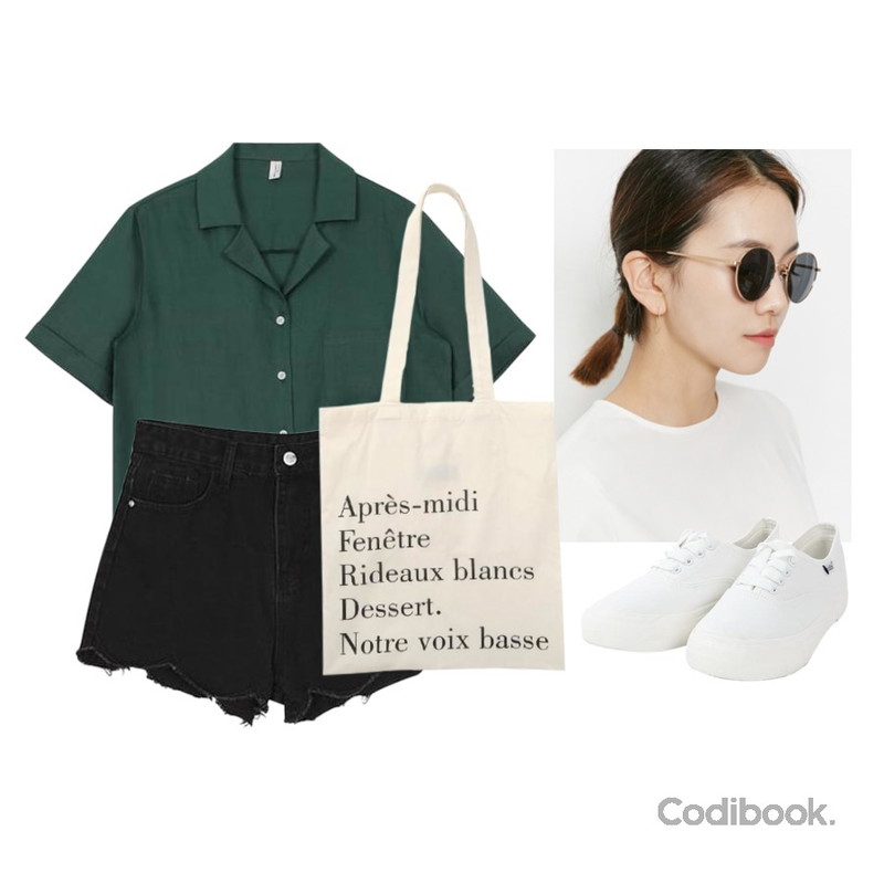 From Beginning Bow frame sunglass_P (size : one),biznshoe Linen collar shirt (6color),BANHALA 바닷물결 팬츠등을 매치한 코디