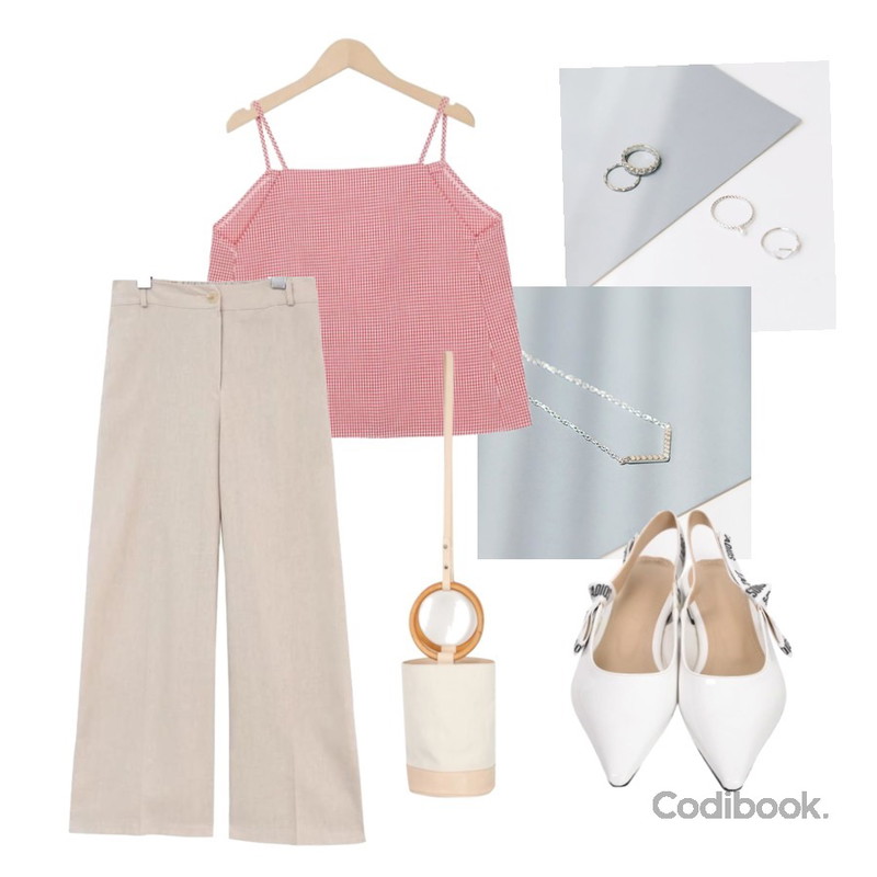 BANHALA 스페셜데이N,BANHALA 써지컬R SET,From Beginning Made_top-177_cool check top (size : free)등을 매치한 코디