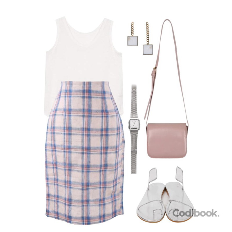 From Beginning Rope strap plat sandal_H (size : 230,235,240,245,250),biznshoe Linen round sleeveless (6color),CHLO.D.MANON 예쁨주의 린넨 체크스커트등을 매치한 코디