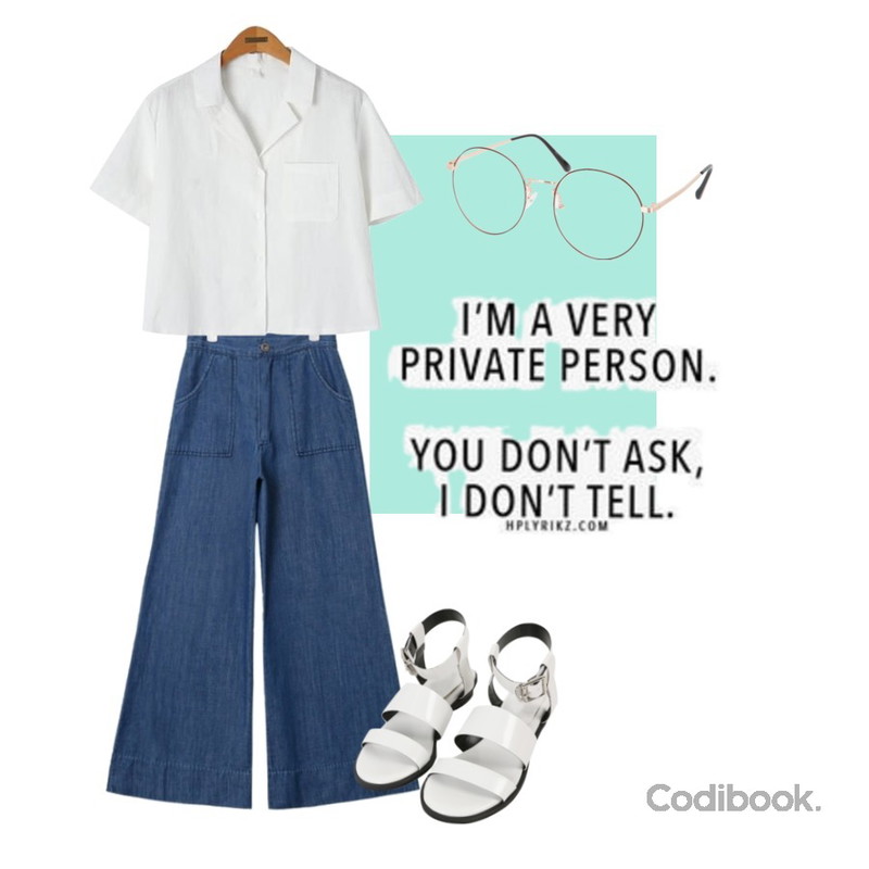 Emerald Background,AIN vintage long wide denim pants (2 colors),Reine [3차 재입고] 반트 조인 린넨 셔츠등을 매치한 코디