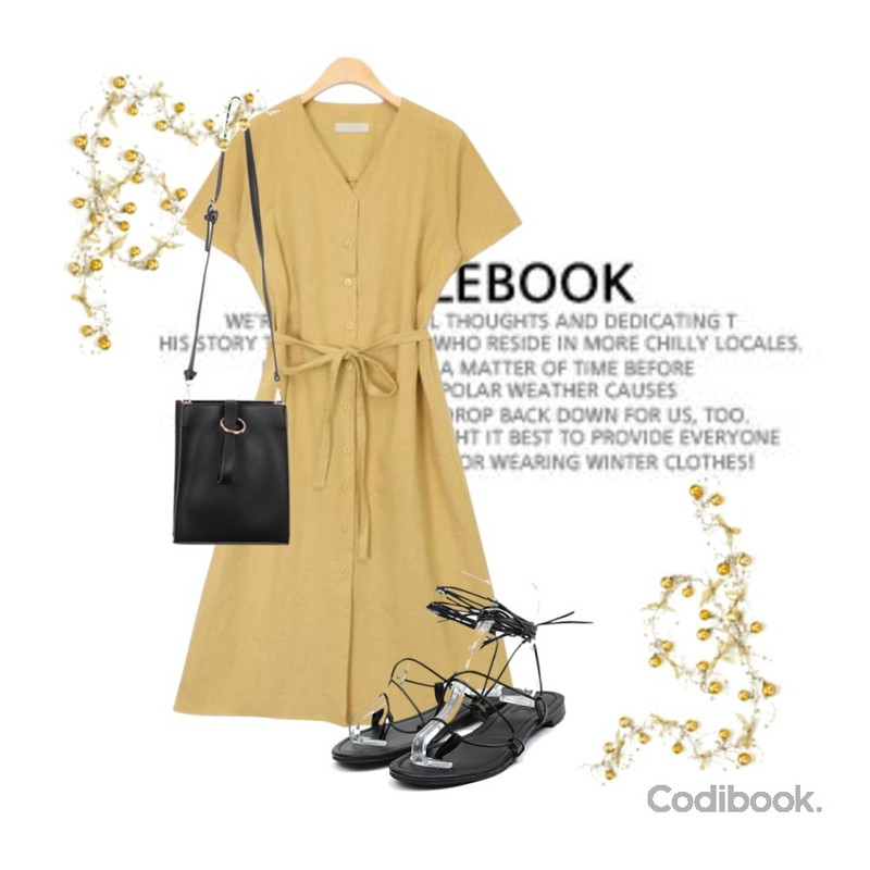 Untitled,AIN gladiator strap sandle (3 colors),AIN casual mood V-neck half sleeve ops (3 colors)등을 매치한 코디