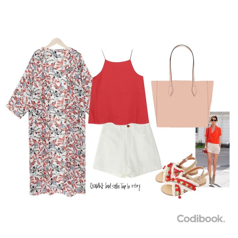 insta@thewriting,street fashion,myblin 나뭇잎 패턴 로브 가디건등을 매치한 코디