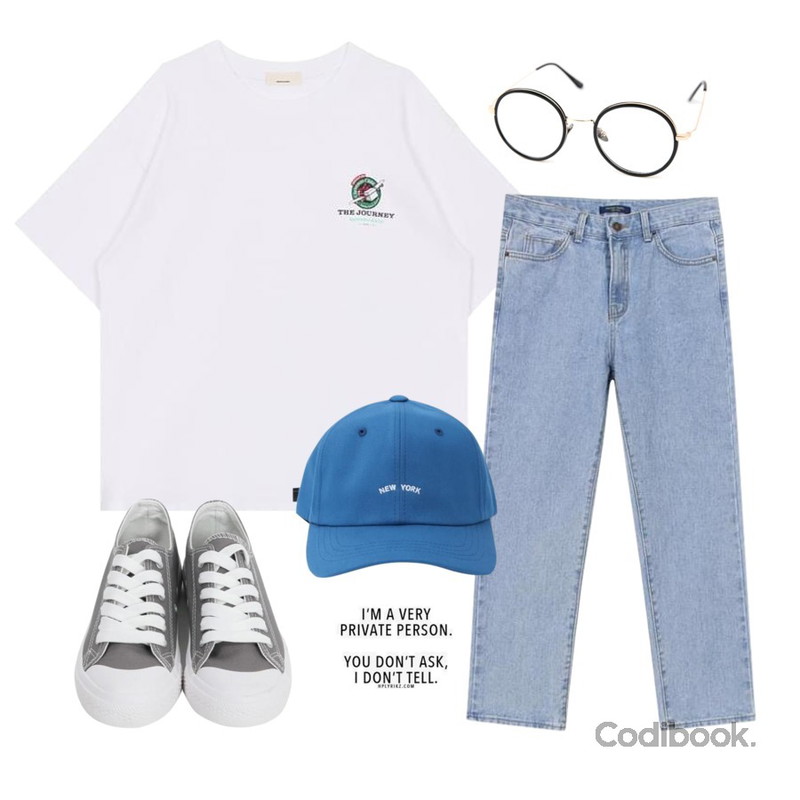 CHLO.D.MANON 셀럽 glasses,biznshoe Straight crop denim,biznshoe Journey boxy tee (2color)등을 매치한 코디