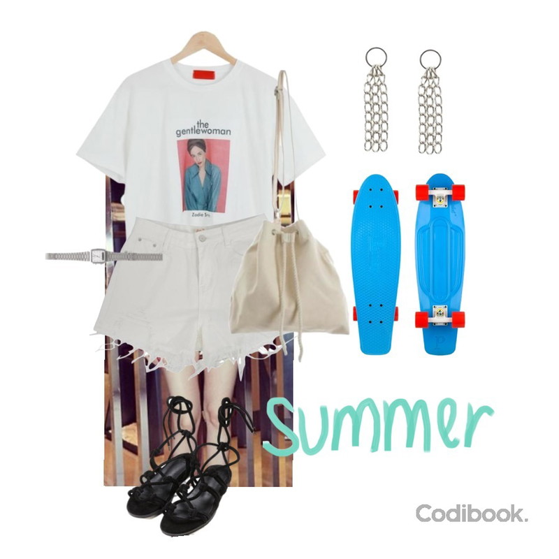 -,LOOK CHIC gentle woman tee (3 color),BBORAM 블랙앤화이트-pt등을 매치한 코디