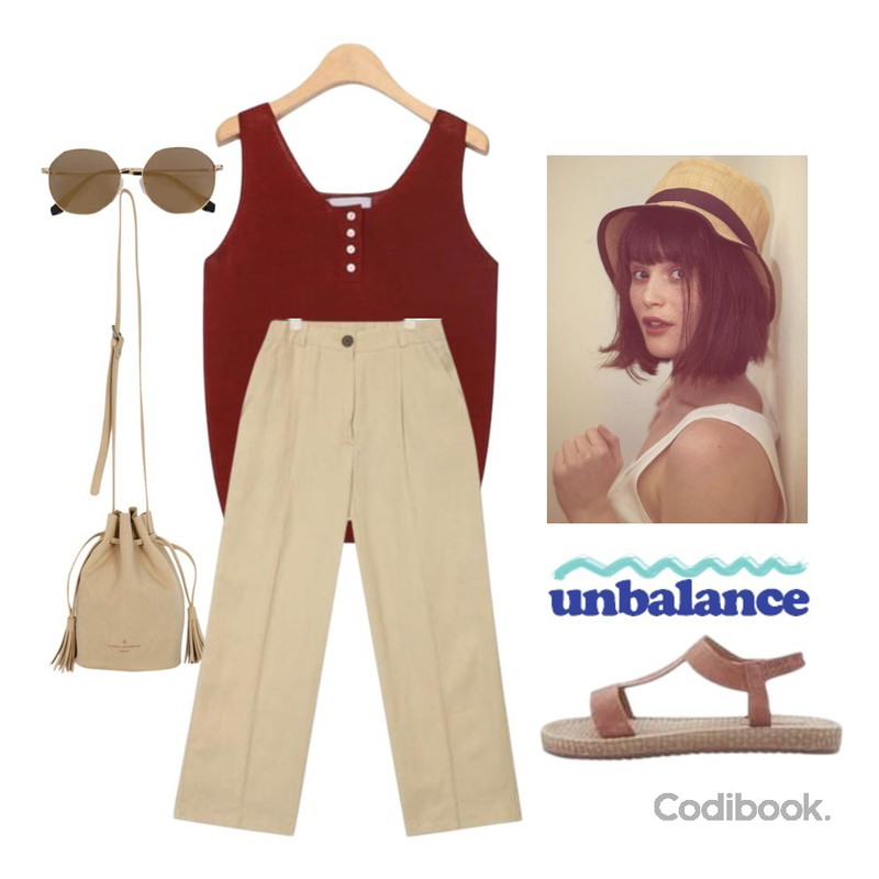 From Beginning Sweat color lucky bag_Y (size : one),AIN linen half-banding straight fit slacks,AIN easy encase sleeveless등을 매치한 코디