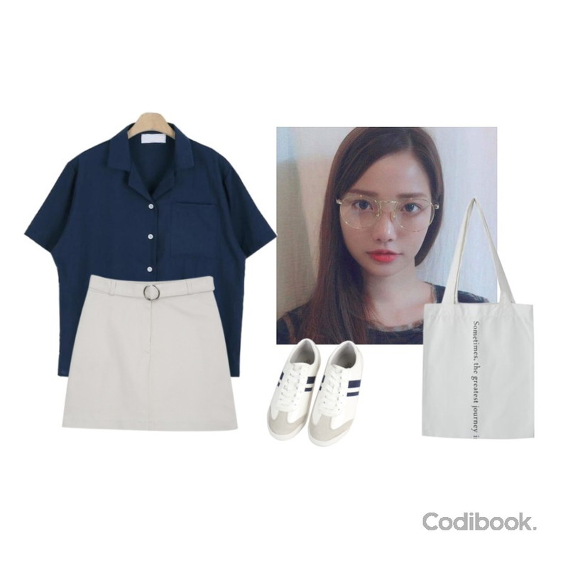 myblin 심플 링 벨트 미니 스커트 (6color),하연수,LOOK CHIC simple half shirts (2 color)등을 매치한 코디